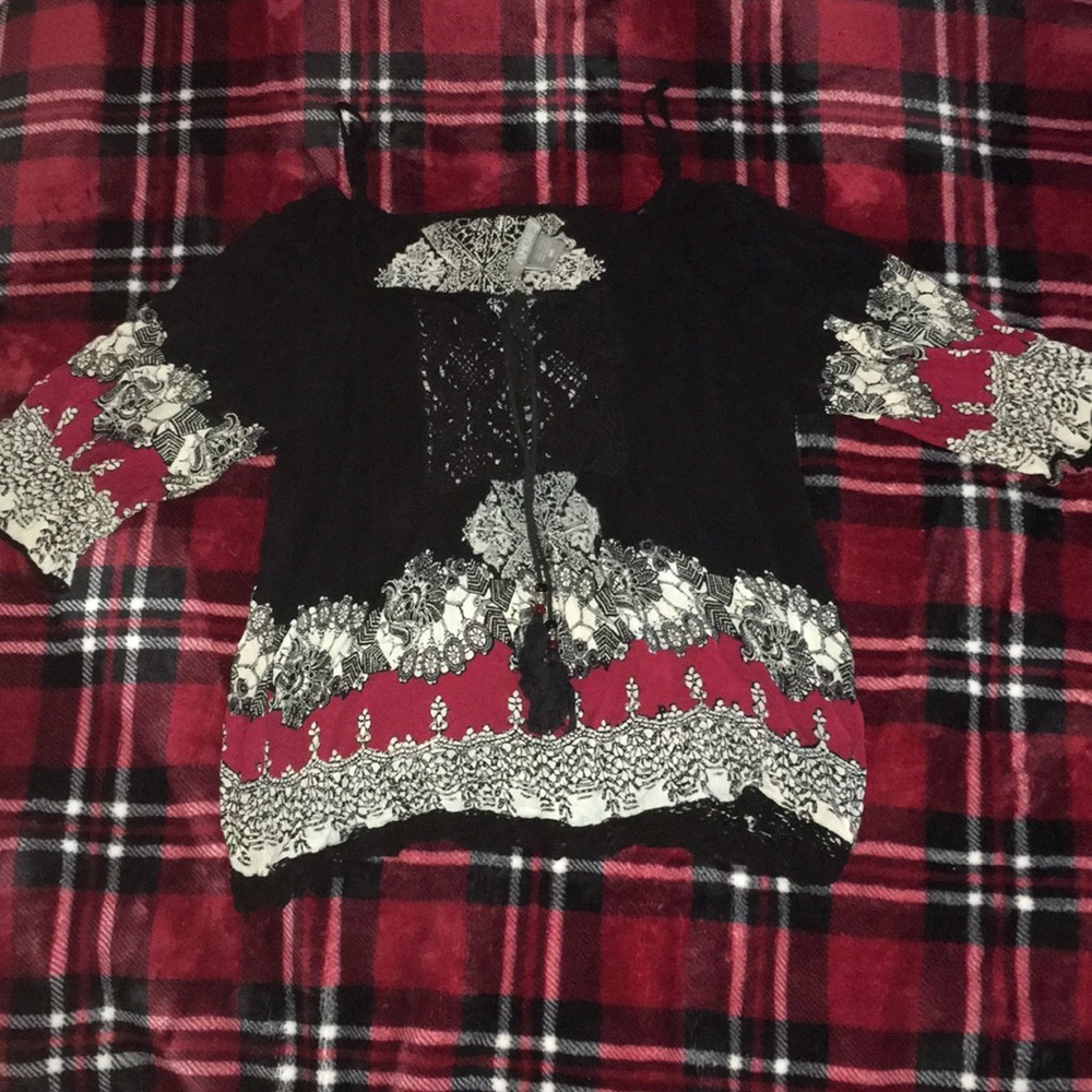 Printed off the shoulder top